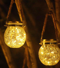 Светильник - Шар подвесной на солнечной батарее, желтый цвет