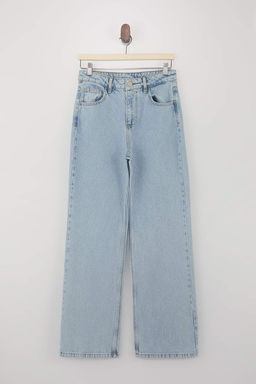 Siyah Yuksek Bel Uzun Boy %100 Pamuk Wide Leg Jeans TWOSS26JE00130 - Trendyolmilla фото 5