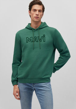 Mavi Logo Bask?l? Kapusonlu Yesil Sweatshirt  фото 2