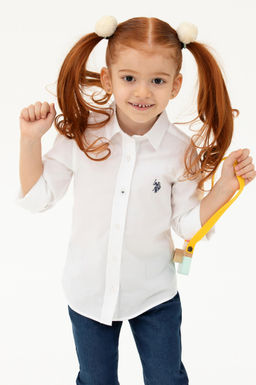 Белая рубашка с длинным рукавом для девочки Неожиданная скидка в корзине