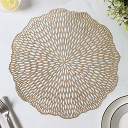 Набор салфеток сервировочных на стол Доляна Мэри, d=38 см, 4 шт, цвет золотой  фото 15