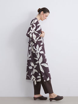 ?al Yaka Desenli Oversize Kad?n Kimono