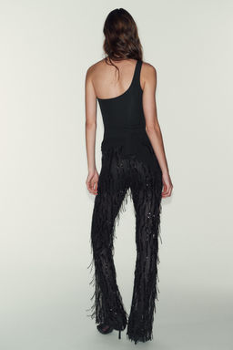 ASYMMETRIC FRINGED SHIMMER BODYSUIT - Zara фото 4