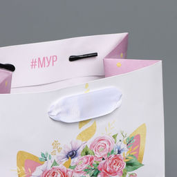 Цена за 2 шт. Пакет подарочный ламинированный квадратный, упаковка, «Кошка‒единорожка», 14 х 14 х 9 см