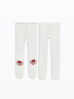 Bask?l? K?z Bebek K?lotlu ?orap 2li