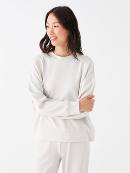 Bisiklet Yaka D?z Uzun Kollu Kad?n Sweatshirt