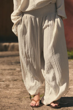 PANTAL?N CINTURA EL?STICA / Beige - Zara фото 9
