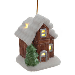 Фигурка декоративная подвесная "Домик" (подсветка, 2xLR44), L6 W6 H8 см, 2в.