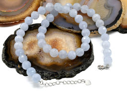 Бусы из камня кальцита граненые 10мм цв.аквамарин, 47см