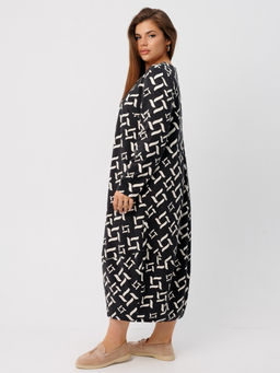 Платье женское П-201 (джерси набивная) Бежевые полусферы