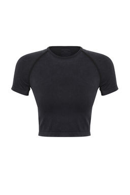 Siyah Seamless/Dikissiz Crop Orme Tak?mlanabilir Spor Ust/Bluz THMSS25BZ00004 - Trendyolmilla фото 6