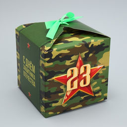 Цена за 3 шт. Коробка подарочная складная, упаковка, С 23 февраля, камуфляж, 12?12?12 см