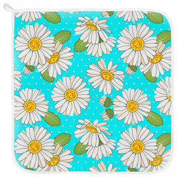 Салфетка хозяйственная 50х50см "Душистая ромашка, вид 4", вафельное полотно, декоративная окантовка, хлопок 100%, плотность 165г/м2, без упаковки, "Домашняя мода" (Россия)