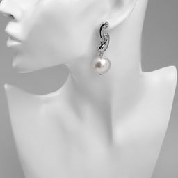 Серьги с жемчугом Бусина миниатюрность мах, цвет серебро
