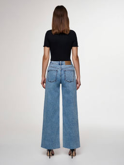 CONTE CON-637 Широкие джинсы wide leg с необработанным краем light blue