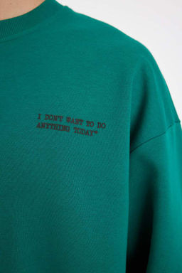 Толстовка оверсайз с круглым вырезом и принтом - Defacto фото 5