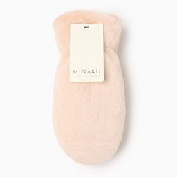 Варежки женские MINAKU пушистые, размер 26 см, бежевые