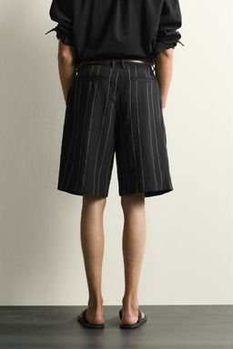 BERMUDA RELAXED FIT PLIEGUES RAYAS / Negro - Zara фото 3