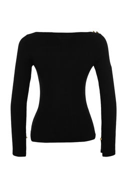Siyah Kay?k Yaka Fitilli Esnek Regular Fit Uzun Kollu Dugme Detayl? Orme Bluz TWOAW24BZ00052 - Trendyolmilla фото 8