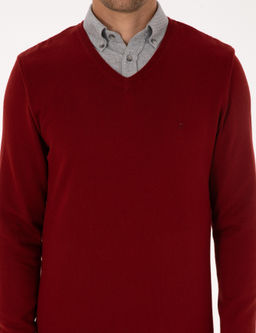 Kiremit Slim Fit V Yaka Basic Triko Kazak - Pierre cardin фото 6