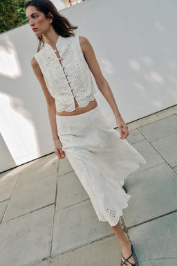 CUERPO BORDADOS BOTONES JOYA / Blanco - Zara фото 6