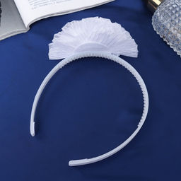 Цена за 6 шт. Ободок для волос «Школьница», облачко полосы, d=10 см, белый