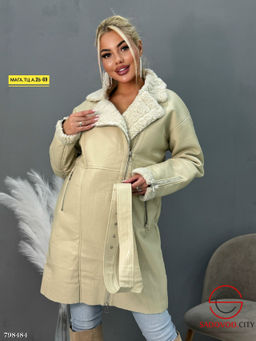 дубленка женская длинная с поясом - Bruno фото 4