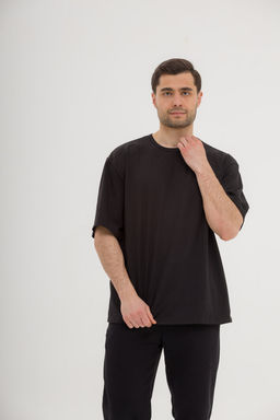 ПЛОТНАЯ ТКАНЬ Оверсайз футболка, черный - Knitka wear фото 7