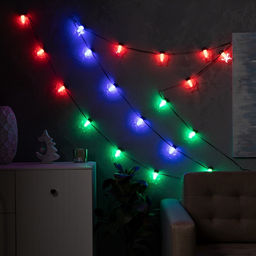 Умная гирлянда Нить 6 м с насадками Звёздочки, IP20, тёмная нить, 20 LED, свечение RGB, USB - Luazon lighting фото 5