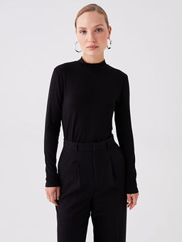 Dik Yaka D?z Uzun Kollu Kad?n Ti??rt