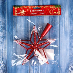 Цена за 2 шт. Звезда на ёлку (верхушка) Звезда каркасная 1714.5 см, красно-белый - Зимнее волшебство фото 2