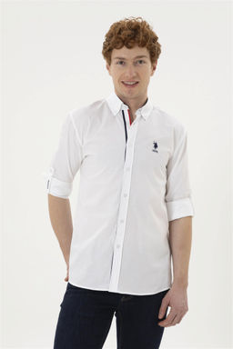 Мужская белая рубашка с длинным рукавом