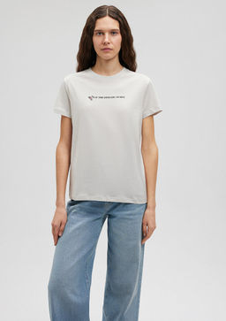 Kelebek Bask?l? Gri Tisort - Mavi фото 3