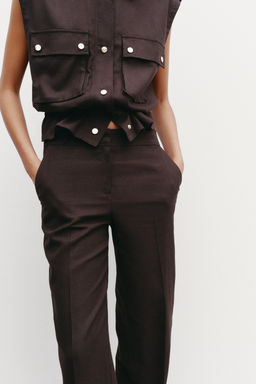STRAIGHT-LEG LINEN BLEND TROUSERS - Zara фото 2
