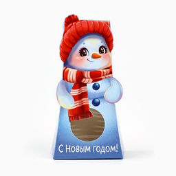 Цена за 5 шт. Коробка новогодняя складная с окном «Снеговик», 6×12.5×3.5 см