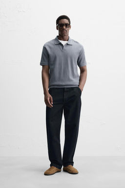 VERTICAL TEXTURED POLO SHIRT