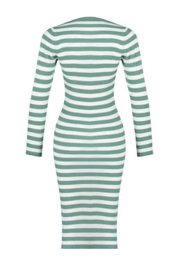 Mint Midi Triko Basic Cizgili Elbise TWOAW23EL00018