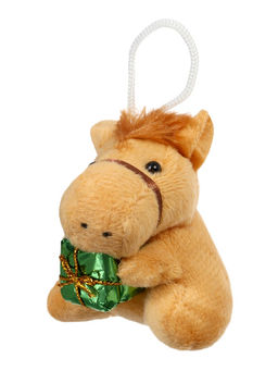 Цена за 2 шт. Мягкая игрушка "Лошадка с подарком", 7 см МИКС