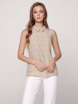 CONTE LBL 1173 Блузка в горошек из премиальной вискозы beige-multi beige-multi