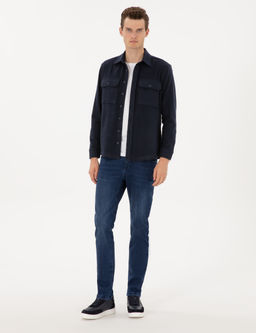 Lacivert Comfort Fit Uzun Kollu G_mlek