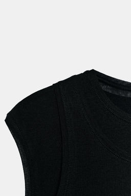 CAMISETA SUPIMA® EFECTO DOBLE / Negro - Zara фото 7