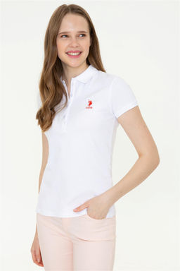 U. S. Polo Assn Женская белая базовая футболка с воротником-поло - U.s. polo assn фото 9