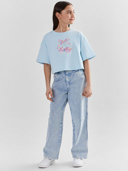 Футболка для девочек голубая укороченная - Mark formelle фото 2