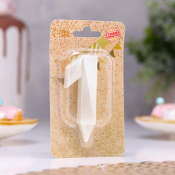 Цена за 3 шт. Свеча в торт «Грань», цифра 1, жемчужный, 6.5 см