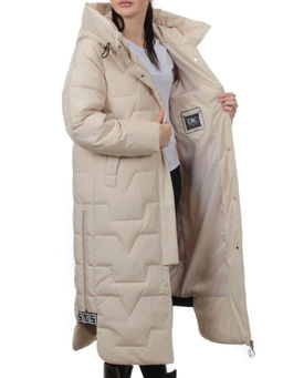 H268 LT. BEIGE Пальто зимнее женское (170 гр. холлофайбер) - Фабричный китай фото 6