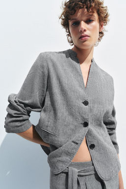 BLAZER CON LINO PATA DE GALLO ZW COLLECTION / Azul / Blanco - Zara фото 2