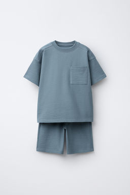 T-SHIRT WITH POCKET AND BERMUDA SHORTS SET