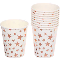 Цена за 6 шт. Стакан бумажный 0,2л в наборе 10 шт "Звездное синяие", розовое золото
