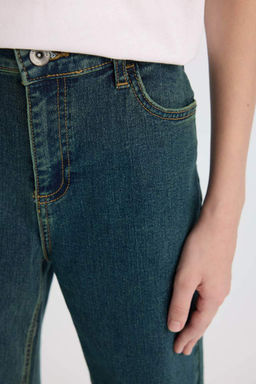 Джинсовые брюки прямого кроя с карманами и прямыми штанинами для мальчика - Defacto фото 5