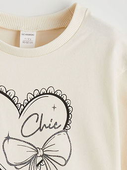 Fiyonk Detayl? Bask?l? K?z ?ocuk Ti??rt